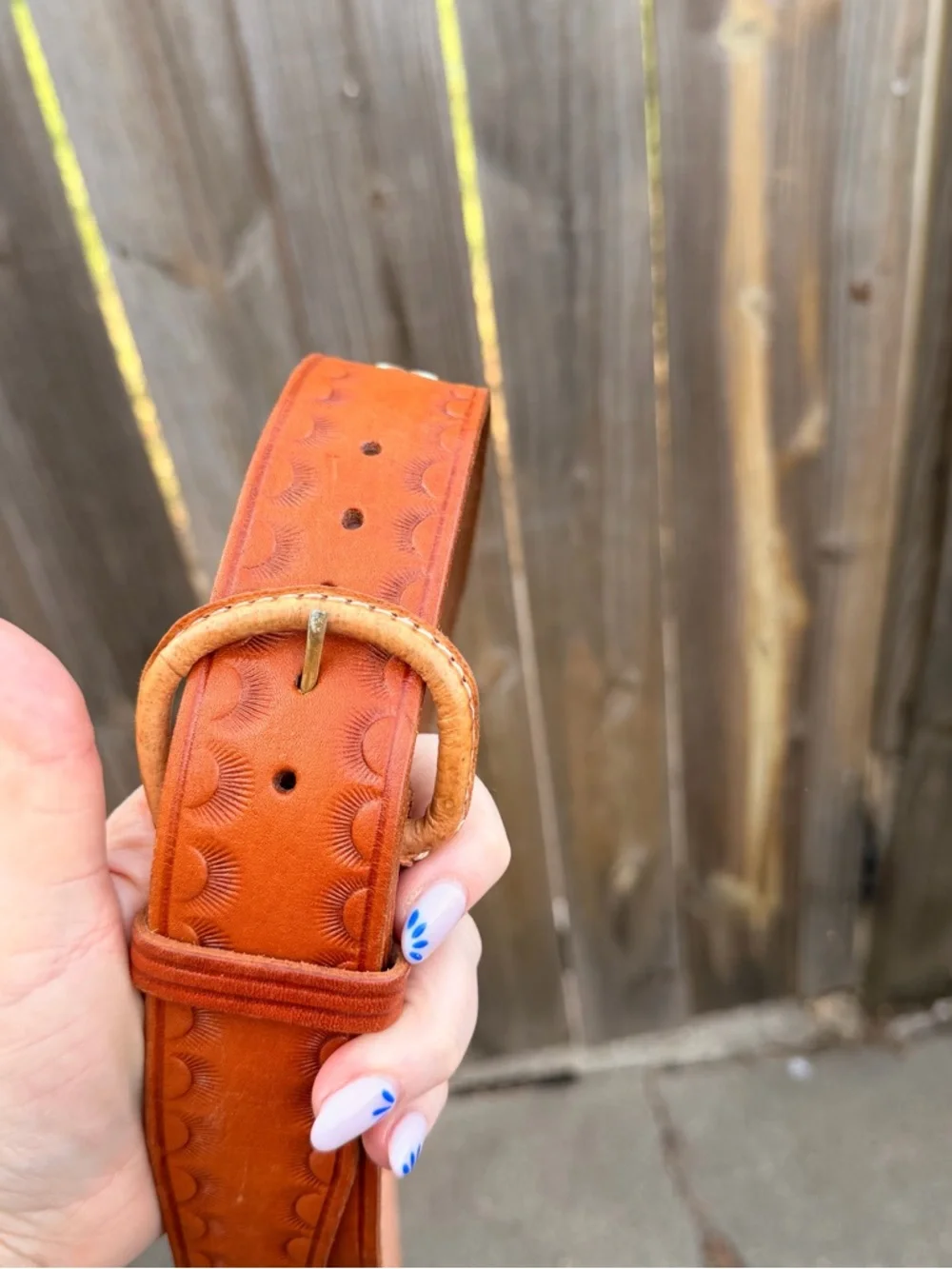 Vintage Braided Leather Belt in Cognac and Cream Size 40